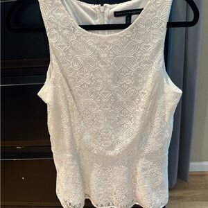 White House Black Market Ivory Floral Lace Tank